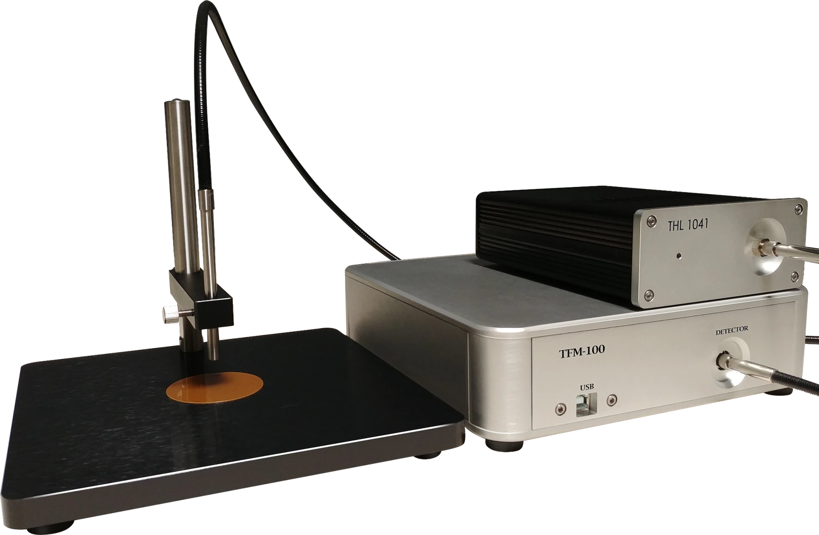 TFM-100 compact thin-film measurement system with probe, stage, and light source